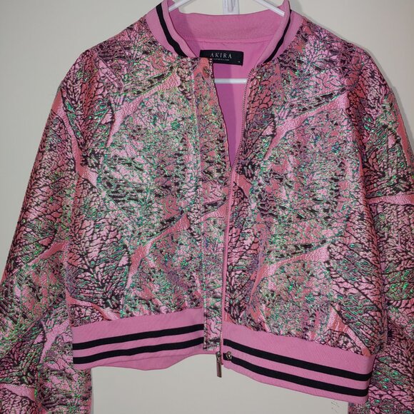 Akira BROCADE TAPESTRY SPRING BOMBER Size XL Pink - Picture 6 of 11